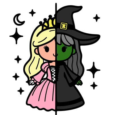 split princess and witch