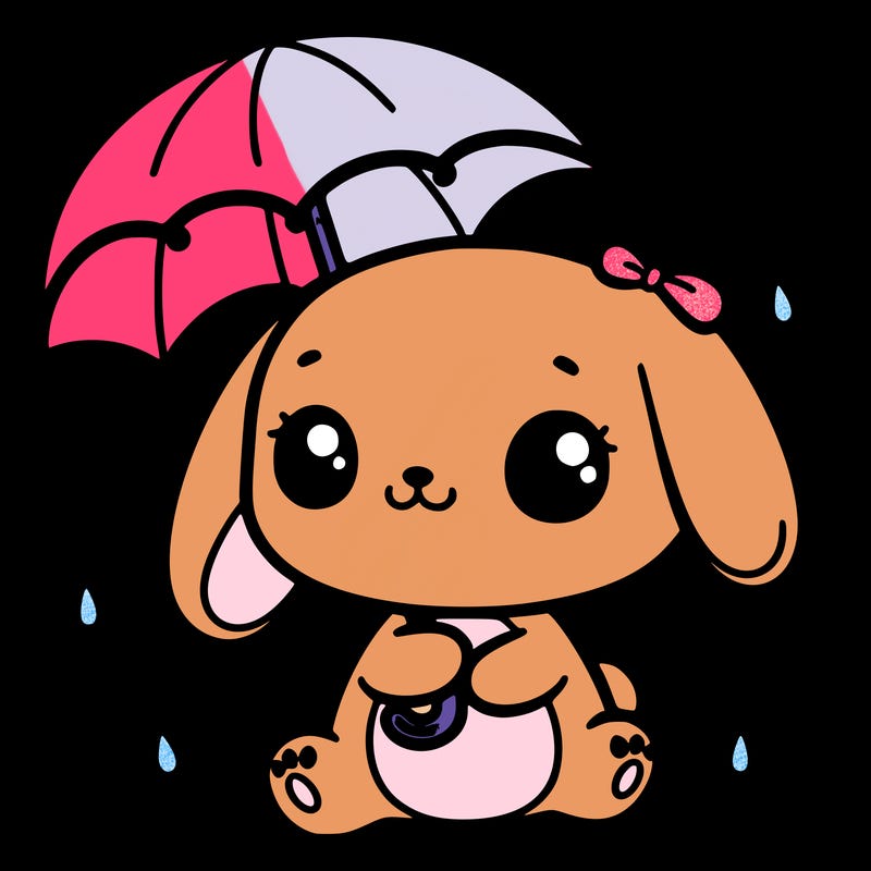 cute bunny with a tiny umbrella