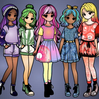 a group of five girls