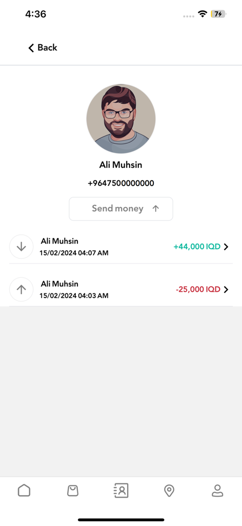 Asse Online - Asse Online app showing transaction history and profile info