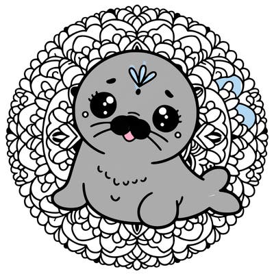 a cute baby seal mandala