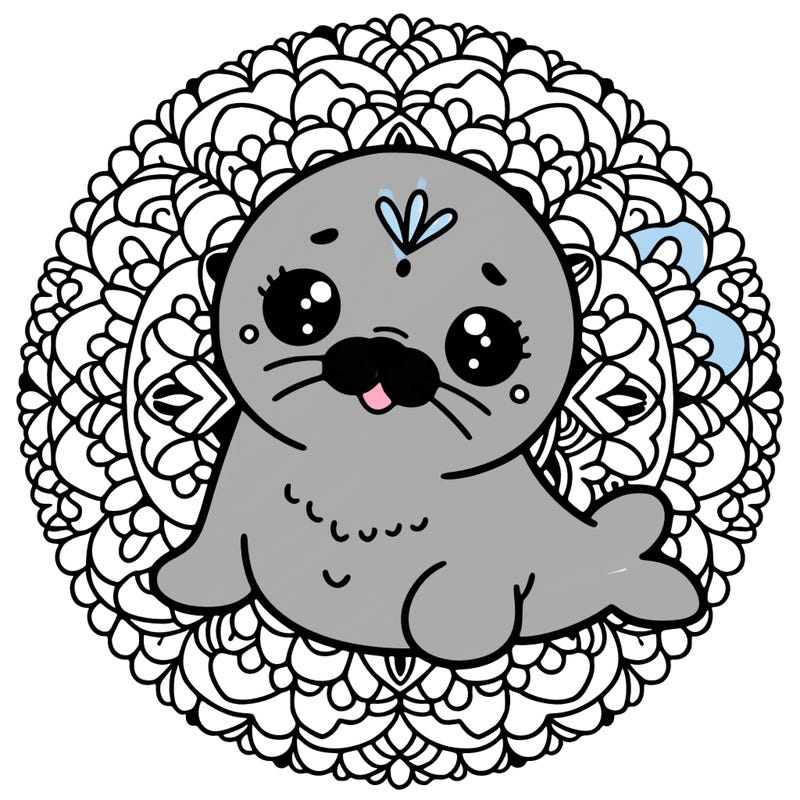 a cute baby seal mandala