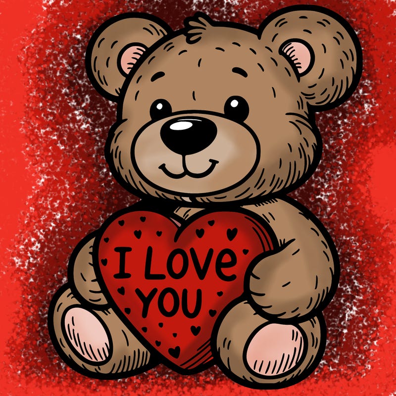 teddy bear holding an i love you heart