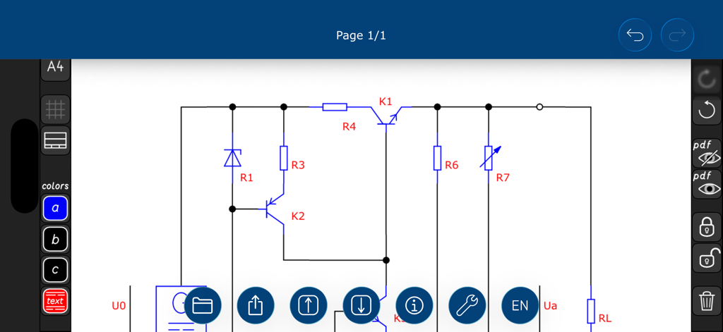 Circuit Planner - Electrical circuit diagram with IEC symbols in the Circuit Planner app