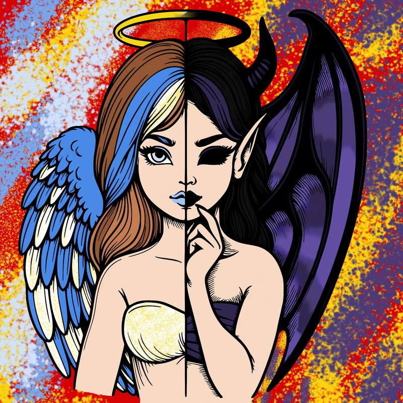 realistic angel half demon