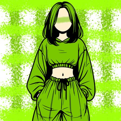 realistic girl faceless with baggy pants and a crop top