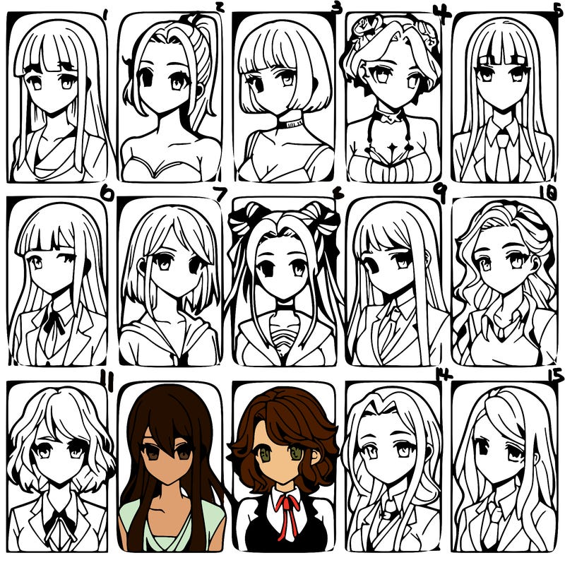 girls that look diffrent anime