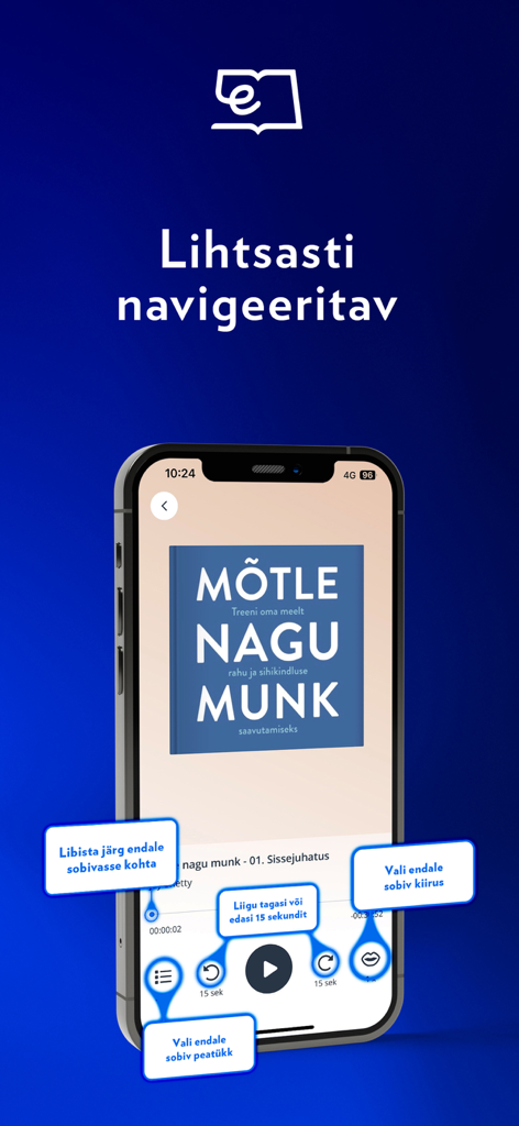 Elisa Raamat - Elisa Raamat app audiobook player interface with navigation controls