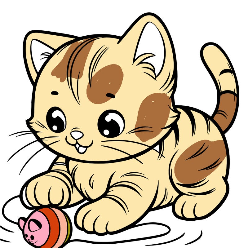 kitten play with a little toy