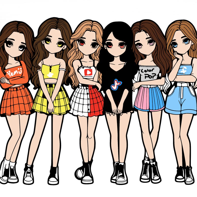 a group of girls realistic