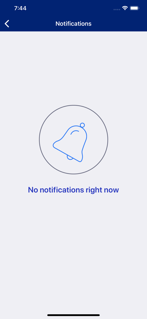 CyberArk Mobile - Tela de notificações do CyberArk Mobile sem alertas ativos