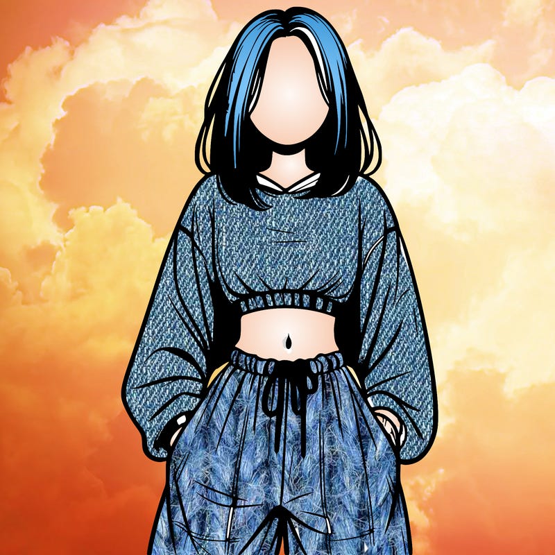 realistic girl faceless with baggy pants and a crop top