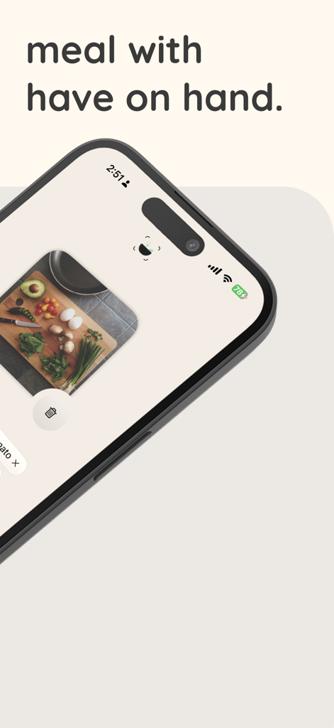 DishMe AI - DishMe AI app showing a photo of fresh ingredients being scanned for meal suggestions