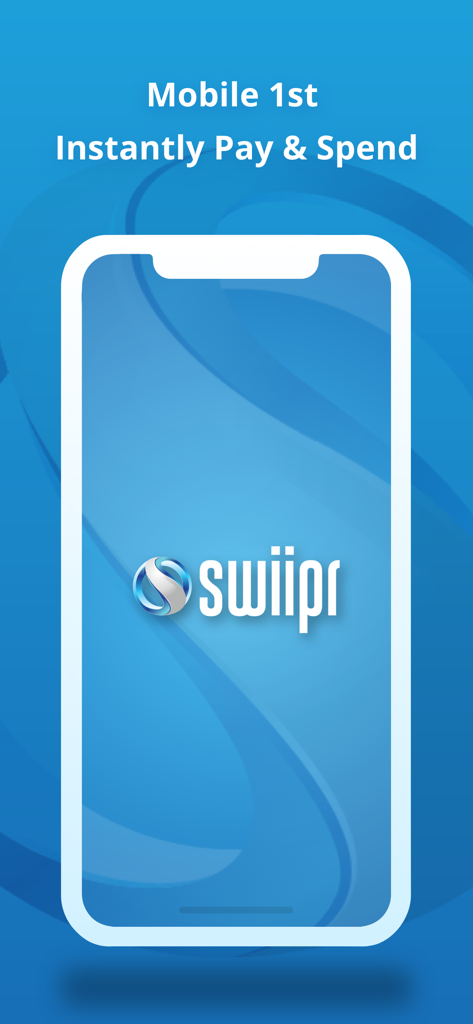 Swiipr - Swiipr app splash screen displaying the company logo and the tagline Instantly Pay and Spend
