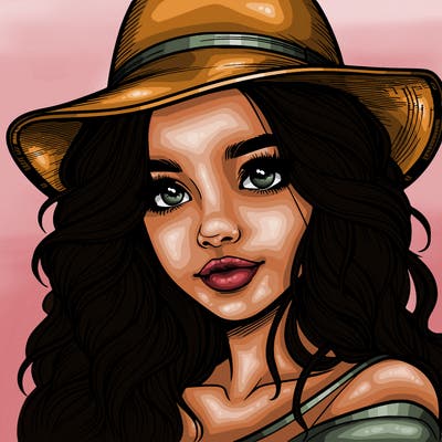 realistic girl with hat