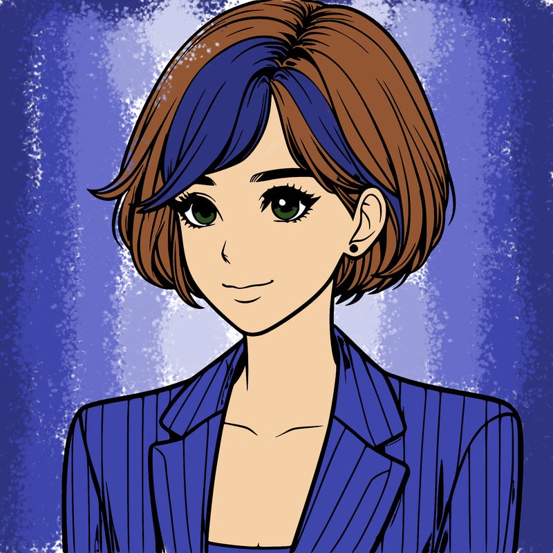 one beautiful girl realistic wearing suit with short hair