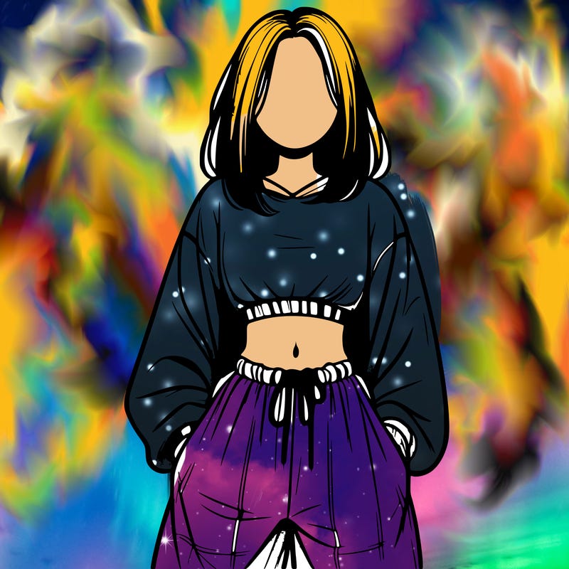 realistic girl faceless with baggy pants and a crop top
