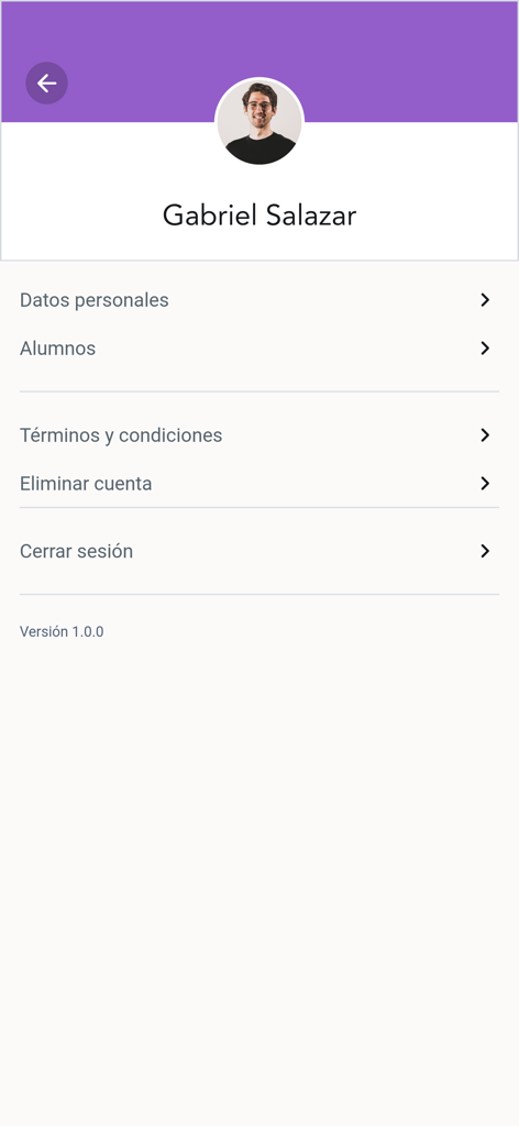 REBORN by Dance Studio Peru - User profile and settings screen of the REBORN by Dance Studio Peru mobile app.