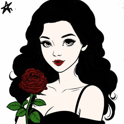 realistic women with rose in hand