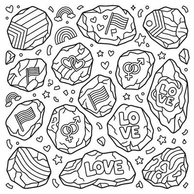 Dive into a world of unique shapes and vibrant celebration with our Irregular Hail x Pride coloring page. This design beautifully merges distinctive hailstones with powerful symbols of love, diversity, and the joyful spirit of Pride Month.