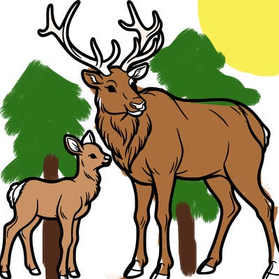 elk with a calf