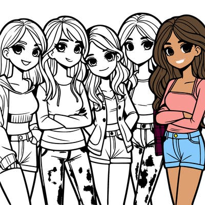 a group of 5 teen girls