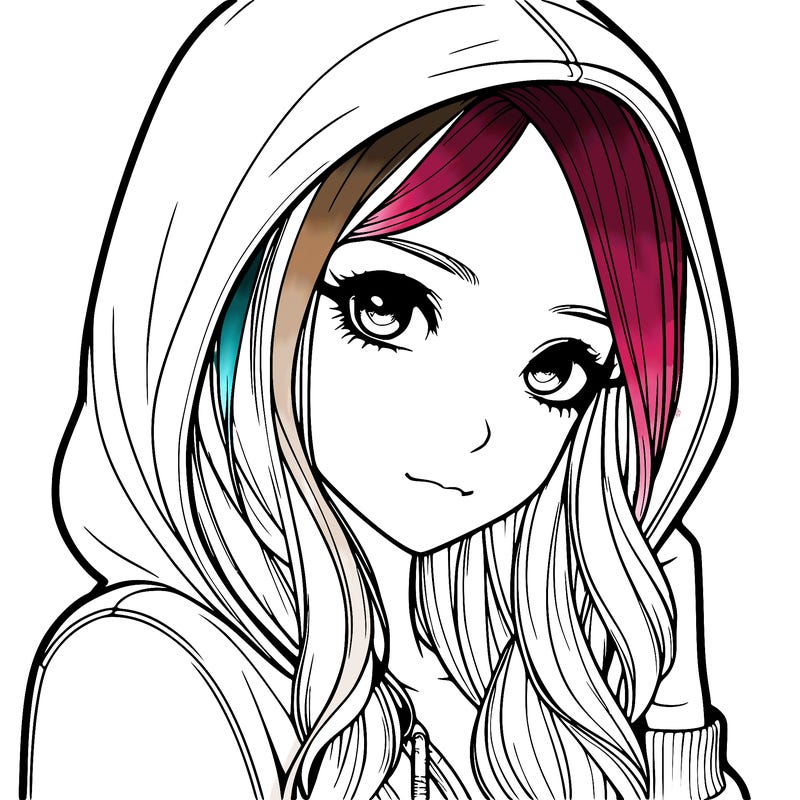 realistic adult girl with hoodie on