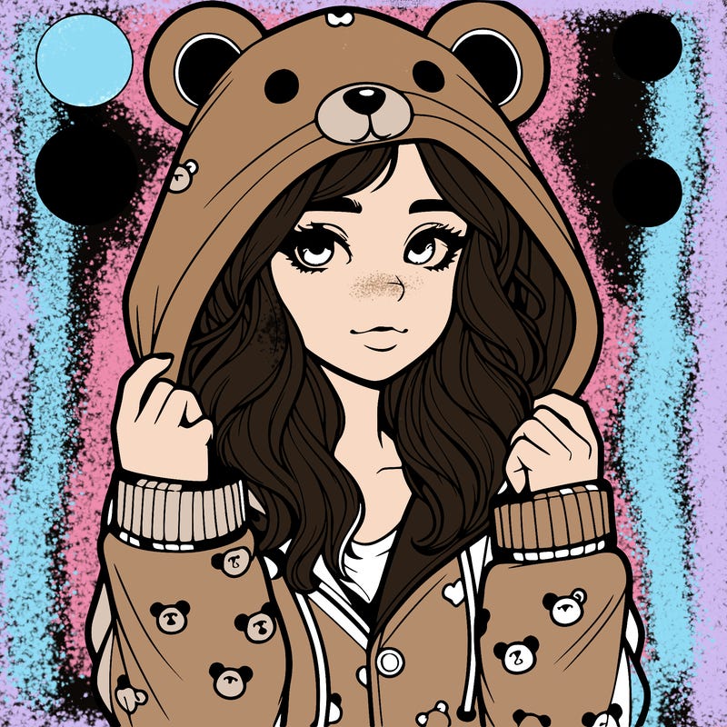 realistic girl in a animal pjs hoodie