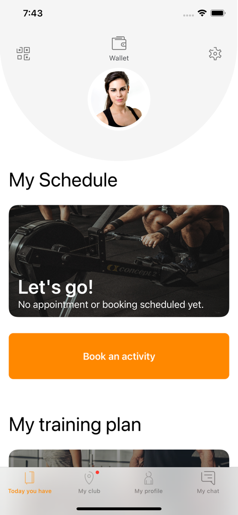 Exen Gym - Exen Gym mobile app schedule and booking screen