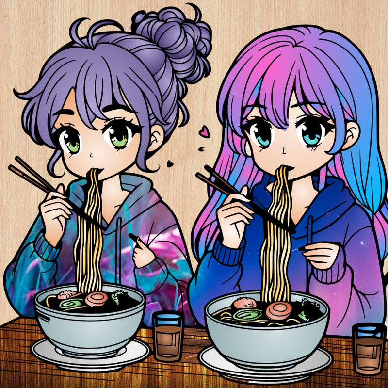 girls eating ramen