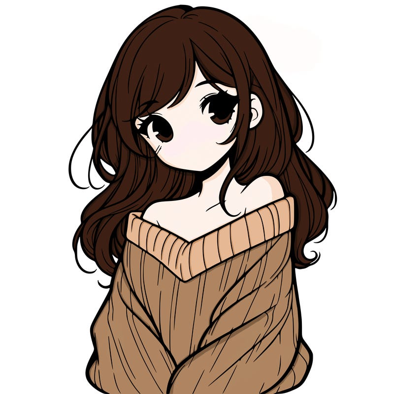shy pretty girl wearing a sweater that is falling off one shoulder portrait