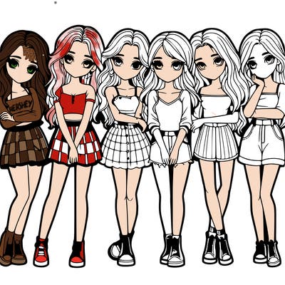 a group of girls realistic