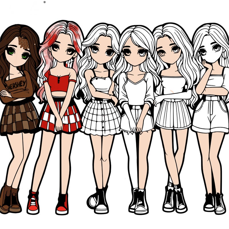 a group of girls realistic