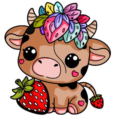 cute strawberry cow