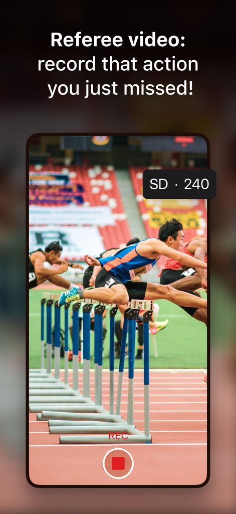 Video Buffer Action Camera - Video Buffer app recording a hurdle race for sports highlight capture