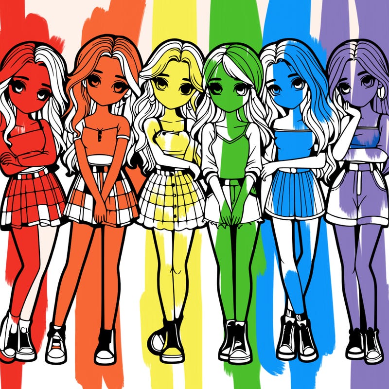 a group of girls realistic