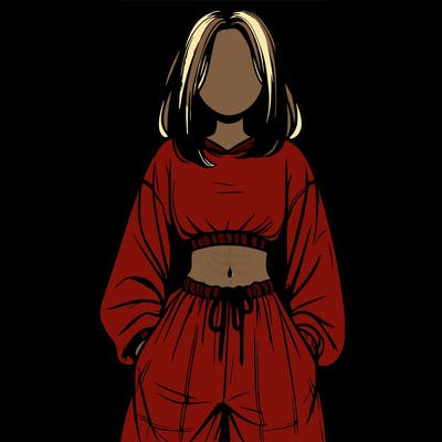 realistic girl faceless with baggy pants and a crop top