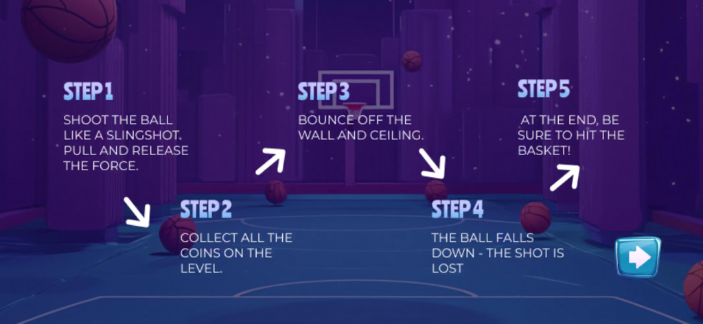 Basket Loot - Five steps to play Basket Loot including shooting the ball and collecting coins