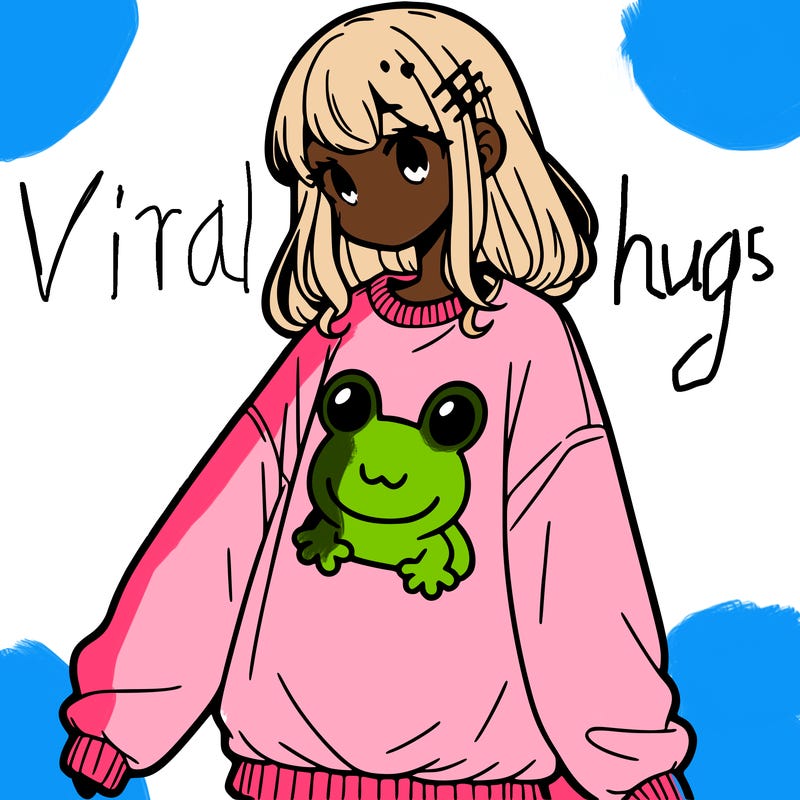 girl wearing frogging sweatshirt