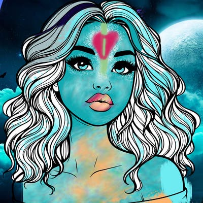 realistic girl with wavy hair and lips