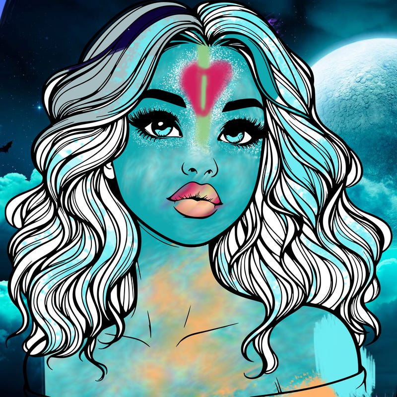 realistic girl with wavy hair and lips