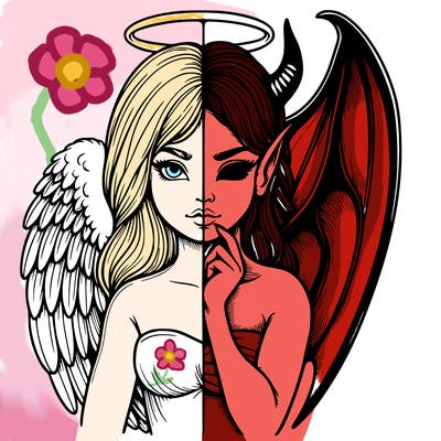 realistic angel half demon