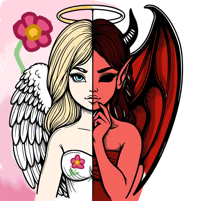 realistic angel half demon