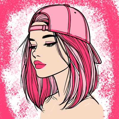 realistic  girl with a backwards hat