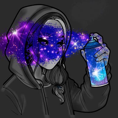 a realistic girl, spray painting