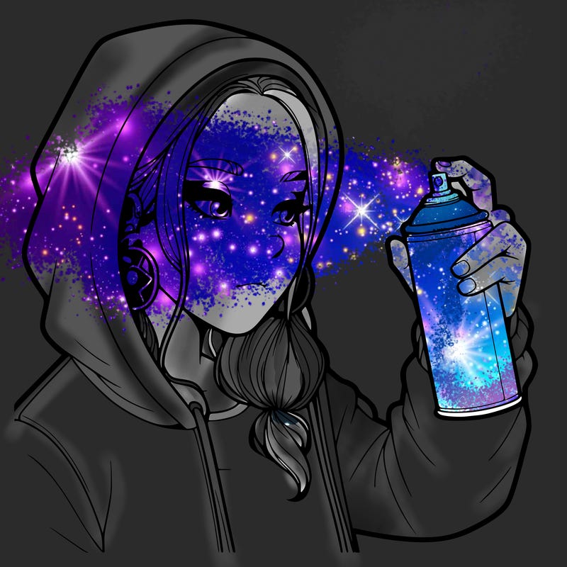 a realistic girl, spray painting