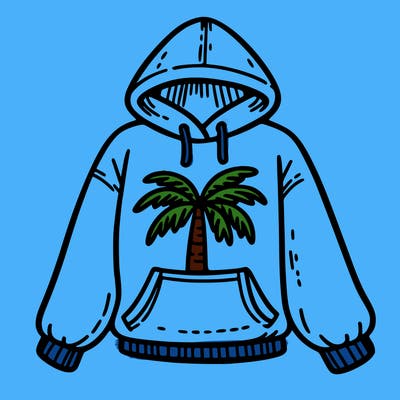 pink palm puff hoddie