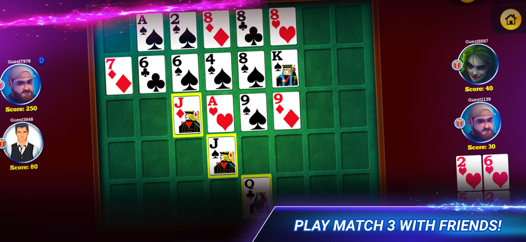 Poker Zmist Match 3 card game mode with friends