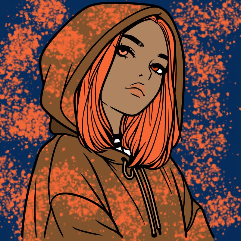 a realistic girl in a hoodie