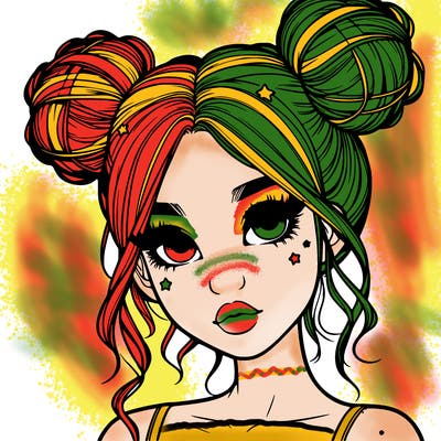realistic girl with space buns